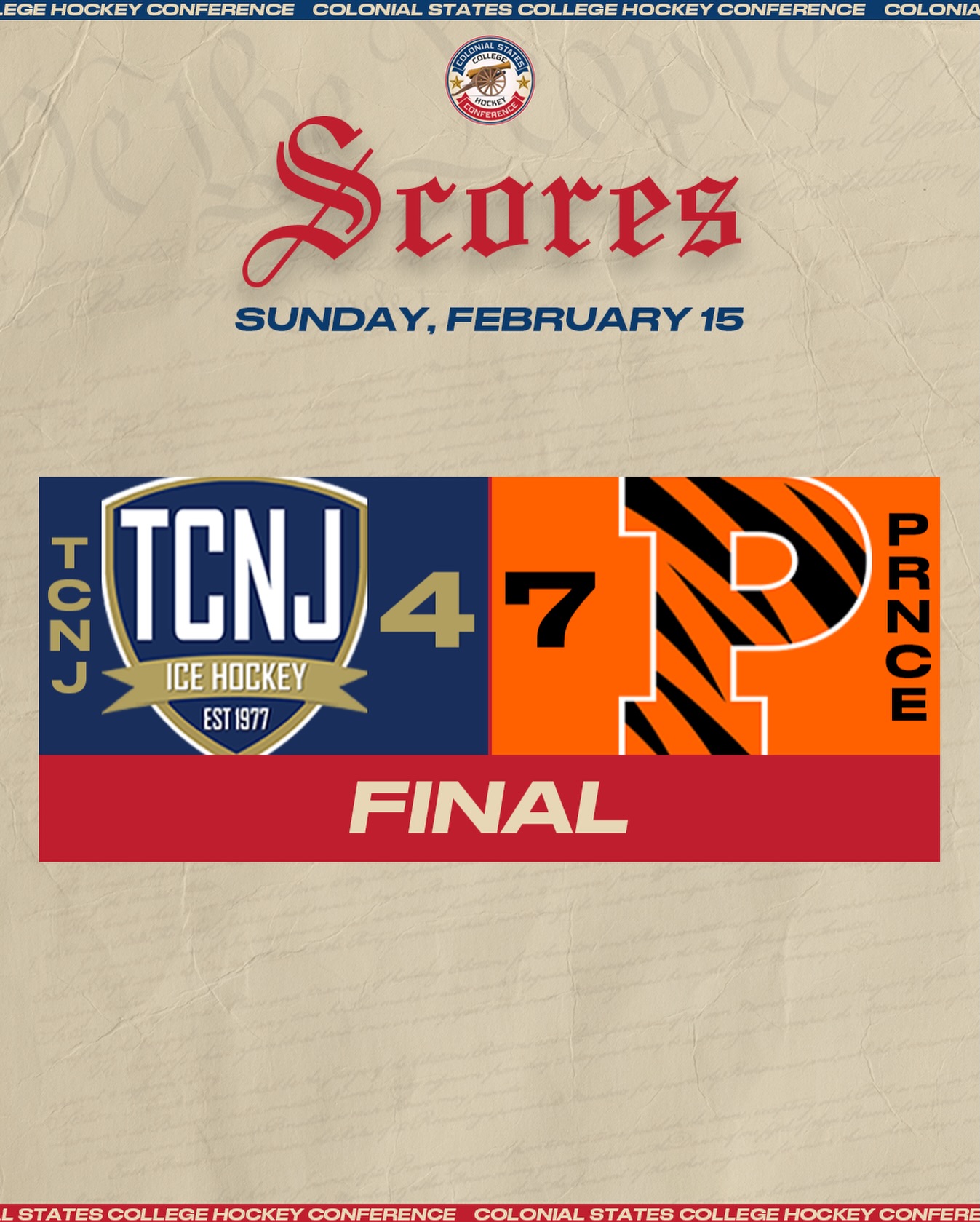 TCNJ falls 7-4 to Princeton

#CSCHC