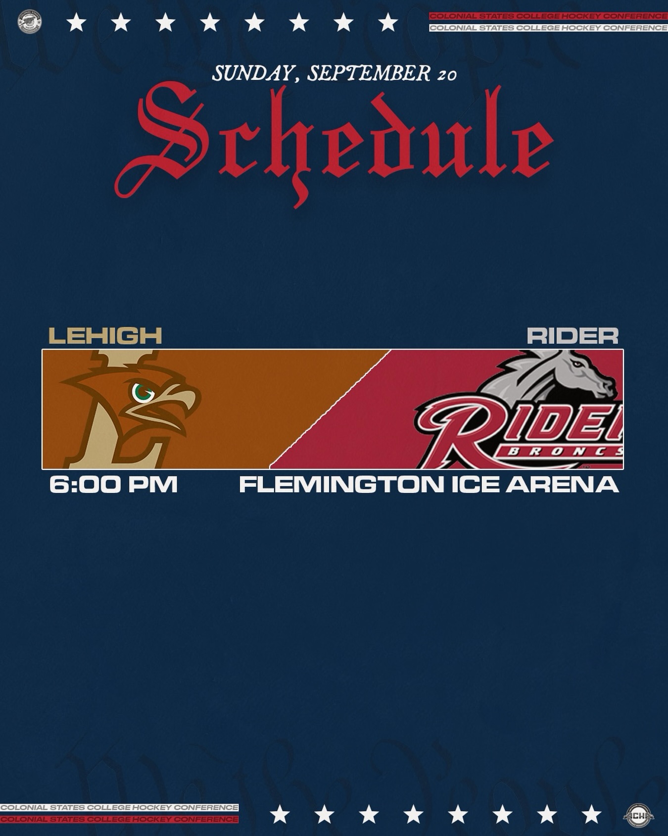 Lehigh looks to sweep their three-game weekend on the road against Rider!

#CSCHC