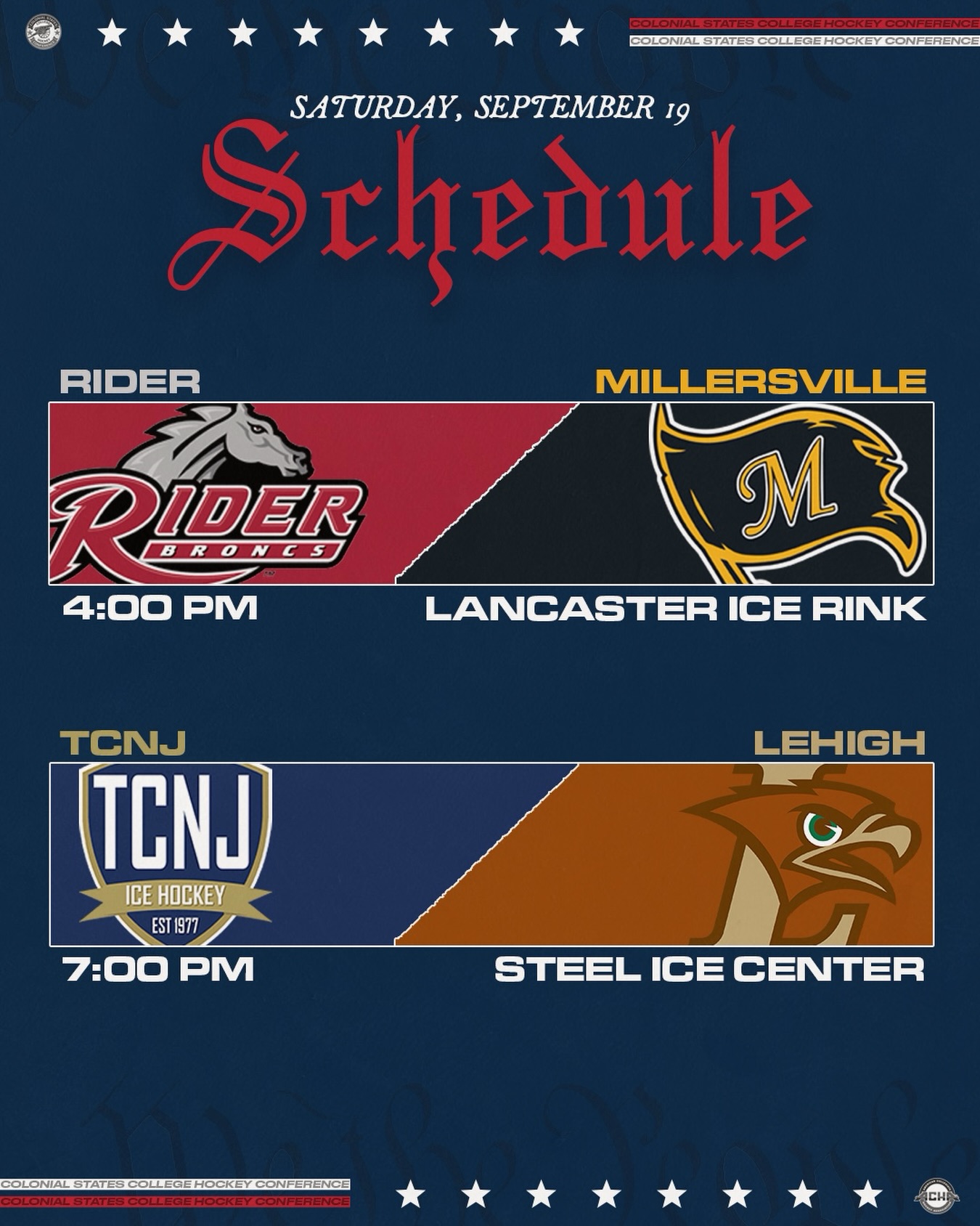 Millersville and Lehigh both look to get a sweep in their home-and-home’s!

#CSCHC