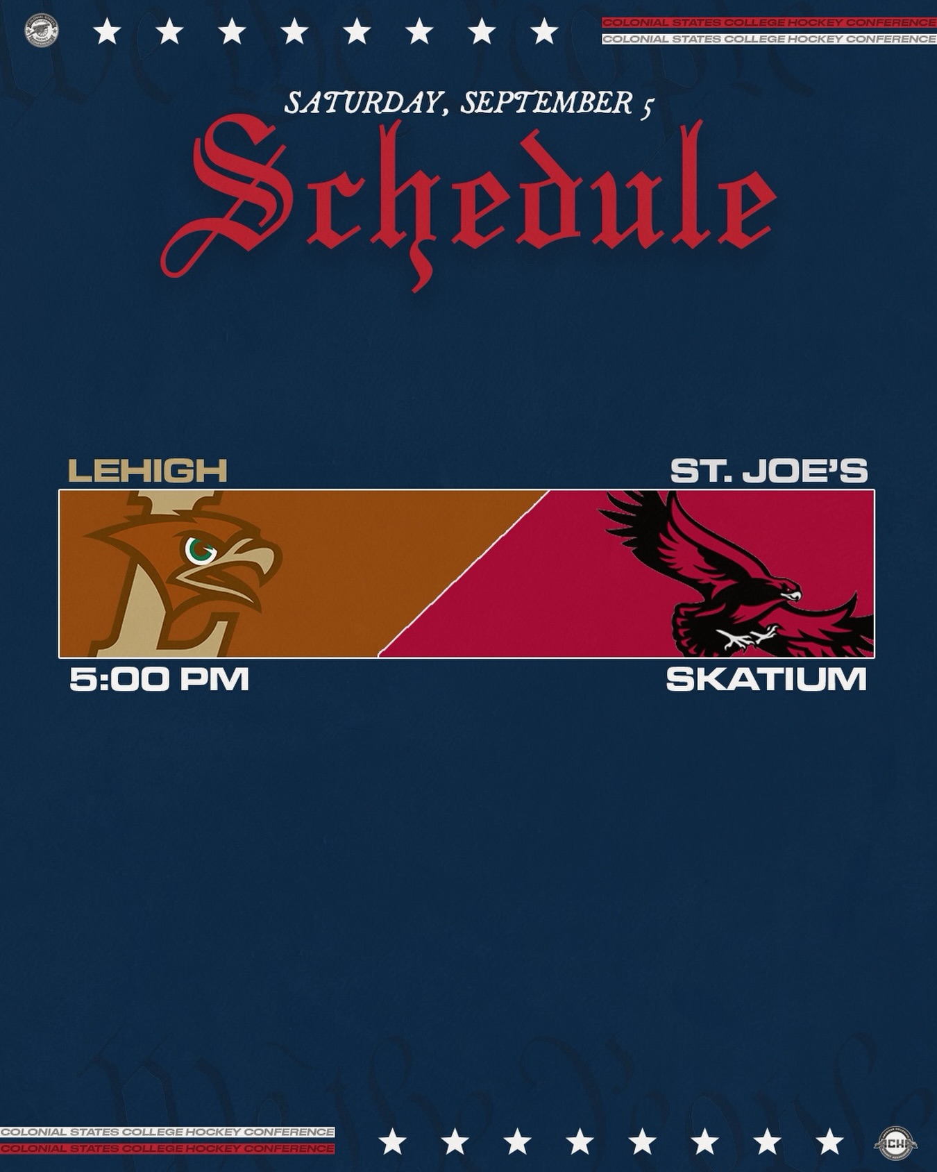 Lehigh kicks off the 2026-27 season with a non-league matchup against St. Joe’s at 5pm!

#CSCHC
