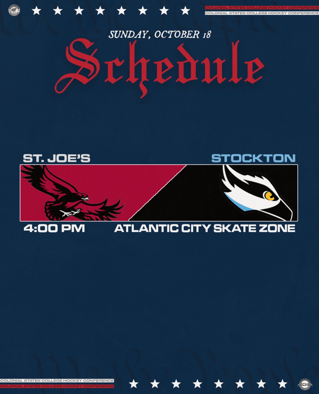 Stockton faces off against SJU in their home opener!

#CSCHC